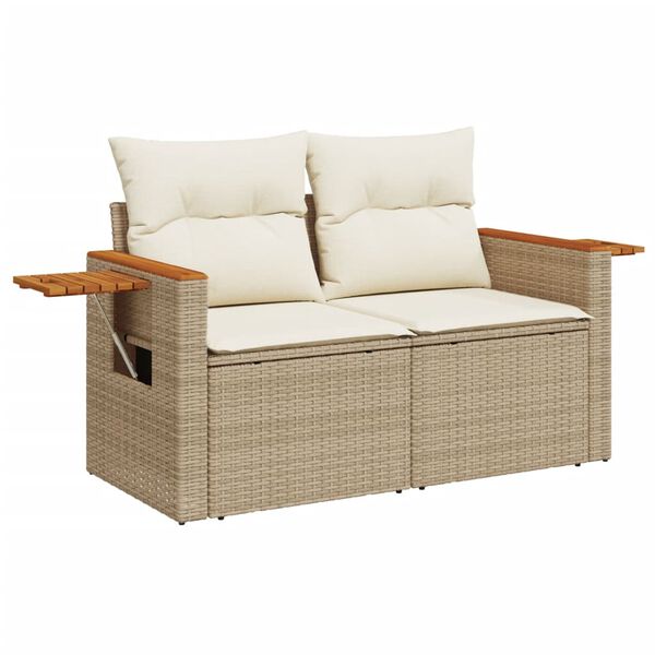 vidaXL 8 Piece Garden Sofa Set with Cushions Beige Poly Rattan