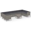 vidaXL 11 Piece Garden Lounge Set with Cushions Poly Rattan Grey