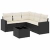 vidaXL 6 Piece Garden Sofa Set with Cushions Black Poly Rattan
