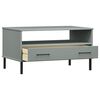 vidaXL Coffee Table with Metal Legs Grey 85x50x45 cm Solid Wood OSLO