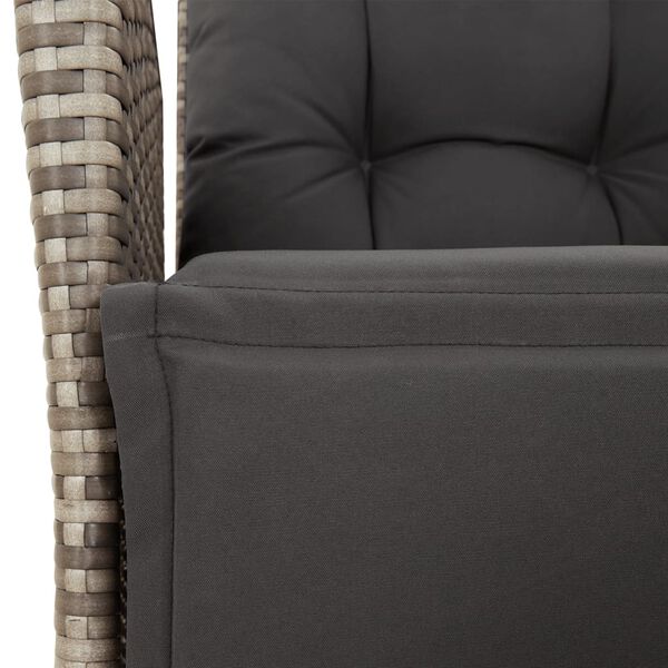 vidaXL 3 Piece Garden Dining Set with Cushions Grey Poly Rattan