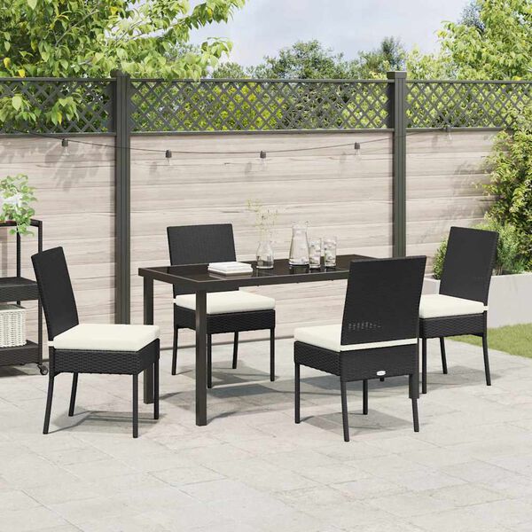 vidaXL Garden Dining Set 5 pcs Black Powder-Coated Steel