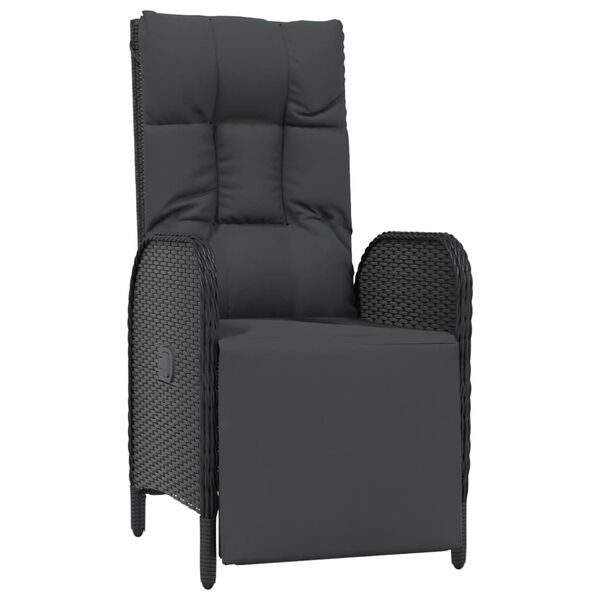vidaXL 5 Piece Garden Dining Set with Cushions Black Poly Rattan