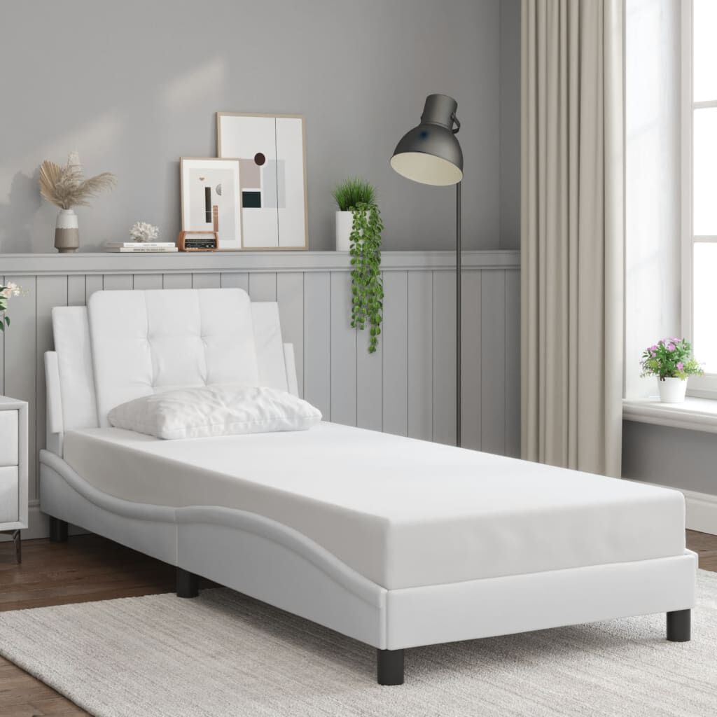 vidaXL Bed Frame with LED without Mattress White 100x203 cm