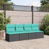 vidaXL Garden Sofa with Cushions 4-Seater Black Poly Rattan