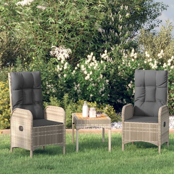 vidaXL Outdoor Chairs 2 pcs Poly Rattan Grey