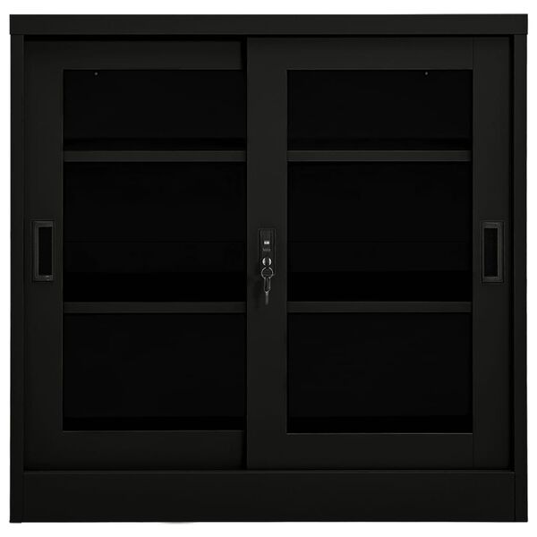 vidaXL Sliding Door Cabinet Black 90x40x90 cm Steel