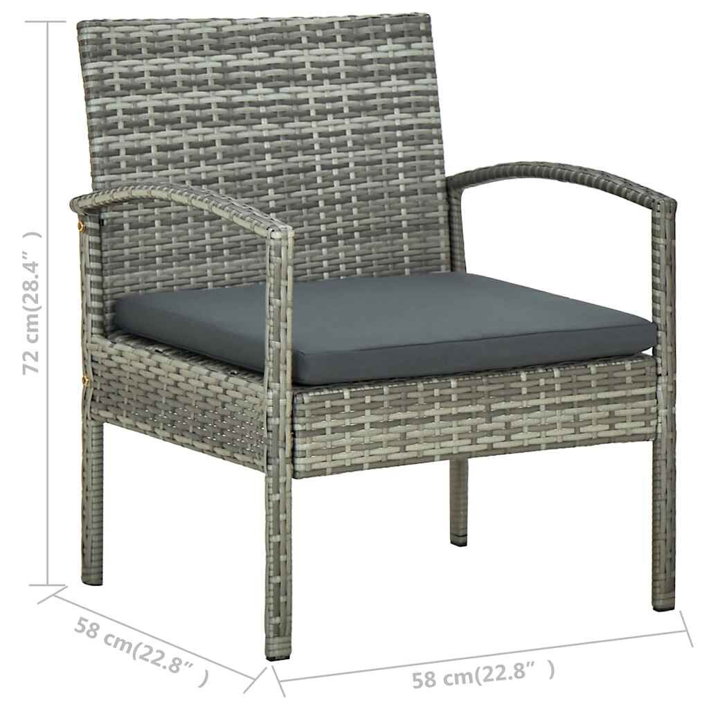 vidaXL 5 Piece Garden Lounge Set with Cushions Poly Rattan Grey