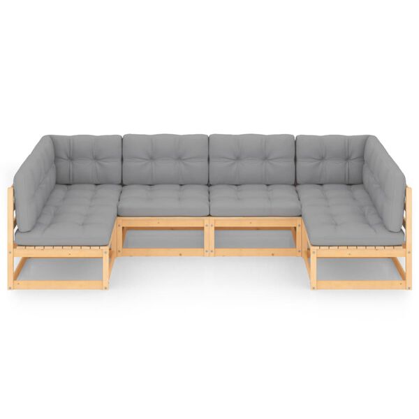 vidaXL 6 Piece Garden Lounge Set with Cushions Solid Pinewood