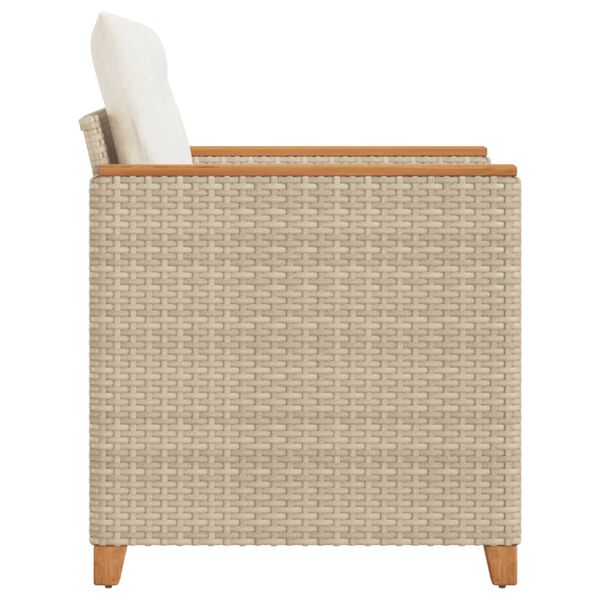 vidaXL Garden Chair with Cushions Beige Poly Rattan