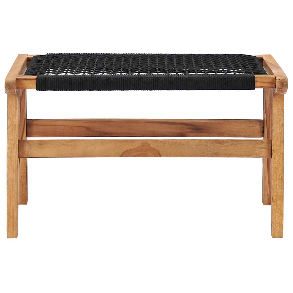 vidaXL Sun Lounger with Footrest Solid Teak Wood and Rope