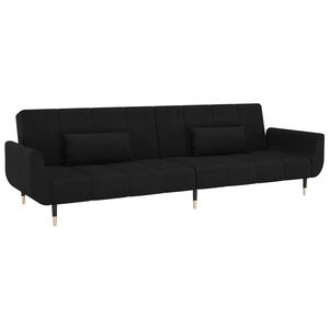 vidaXL 2-Seater Sofa Bed with Two Pillows Black Velvet
