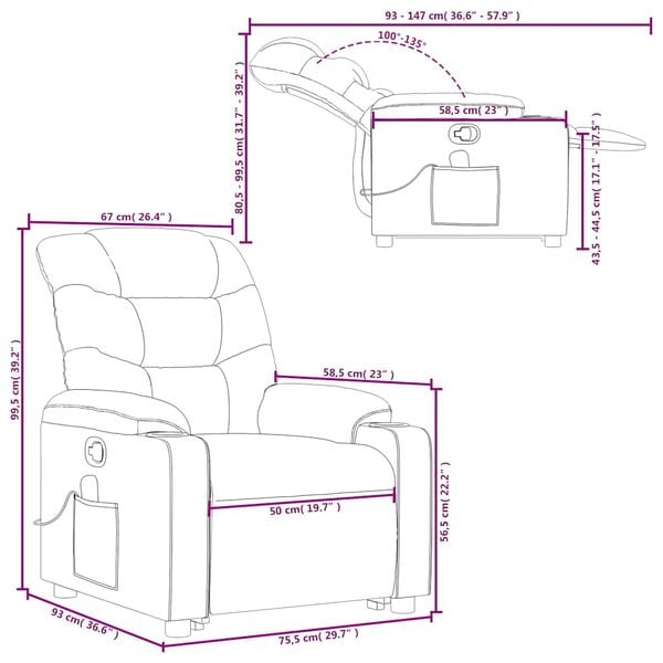vidaXL Stand up Massage Recliner Chair Grey Faux Leather