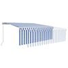vidaXL Manual Retractable Awning with Blind 4x3m Blue&White