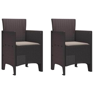 vidaXL Garden Chair 2 pcs Brown 53 x 49 x 85 cm PP