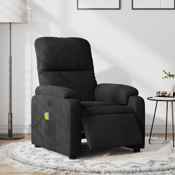 vidaXL Electric Massage Recliner Chair Black Microfibre Fabric