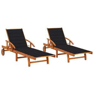 vidaXL Sun Loungers 2 pcs with Cushions Solid Wood Acacia