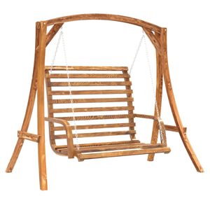 vidaXL Swing Bench Solid Wood Spruce with Teak Finish