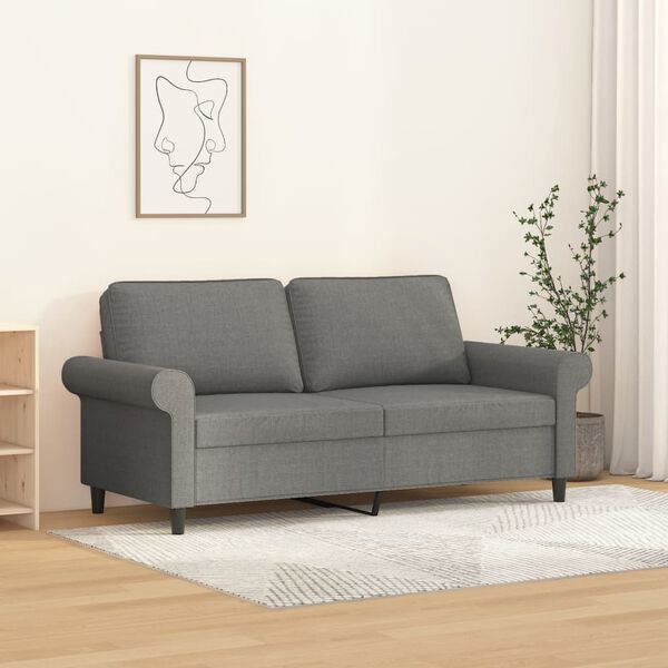 vidaXL 2-Seater Sofa Dark Grey 140 cm Fabric