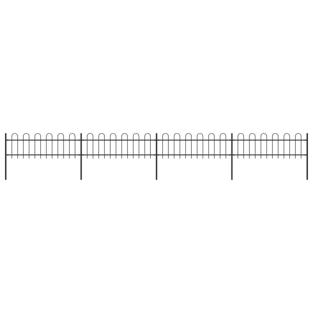 vidaXL Garden Fence with Hoop Top Steel 6.8x0.6 m Black