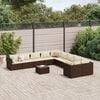 vidaXL 10 Piece Garden Sofa Set with Cushions Brown Poly Rattan
