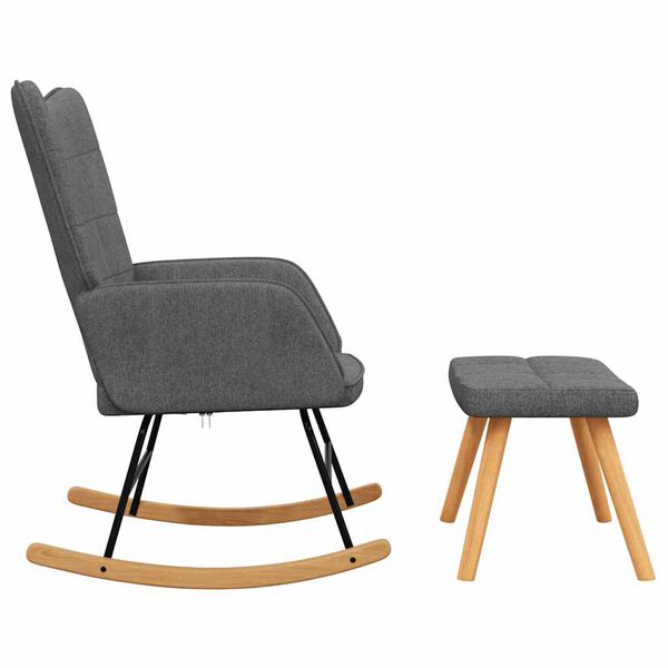 vidaXL Rocking Chair with a Stool Dark Grey Fabric