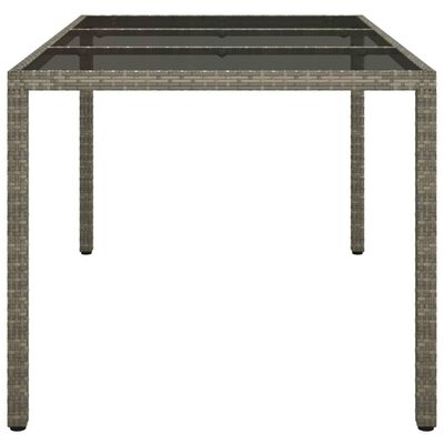 vidaXL Garden Table 150x90x75 cm Tempered Glass and Poly Rattan Grey