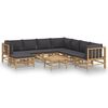 vidaXL 9 Piece Garden Lounge Set with Dark Grey Cushions Bamboo