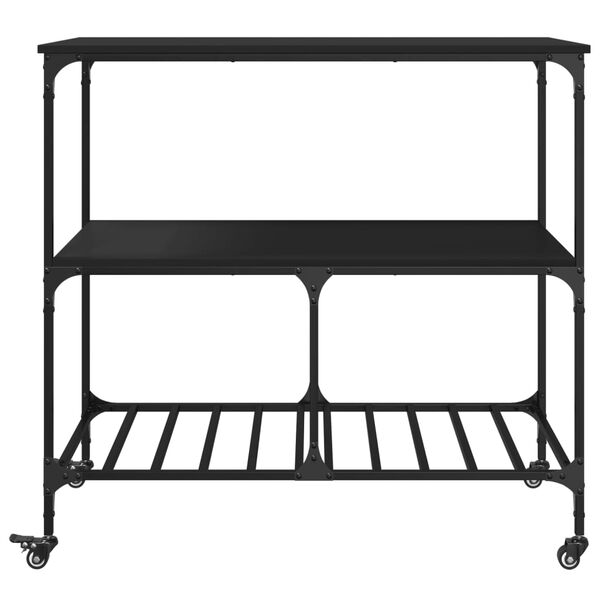 vidaXL Kitchen Trolley Black 100x50x95 cm Engineered Wood