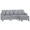 vidaXL 3-Seater Sofa with Footstool Light Grey 180 cm Fabric