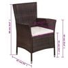 vidaXL Outdoor Chair and Stool with Cushions Poly Rattan Brown