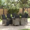 vidaXL Garden Dining Set with Cushion 7 pcs Grey Poly Rattan