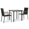 vidaXL 3 Piece Garden Dining Set Black Textilene and Steel