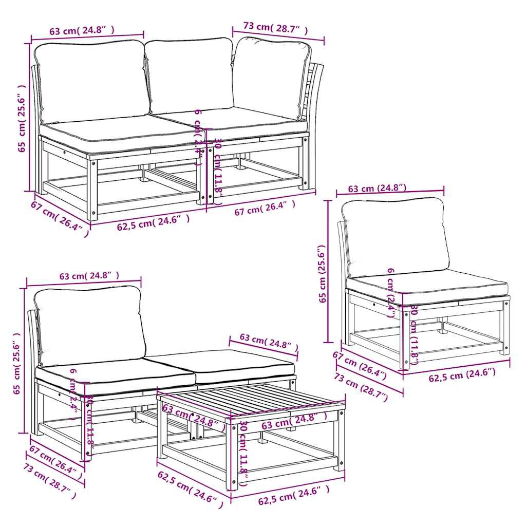 vidaXL 8 Piece Garden Lounge Set with Cushions Solid Wood Acacia