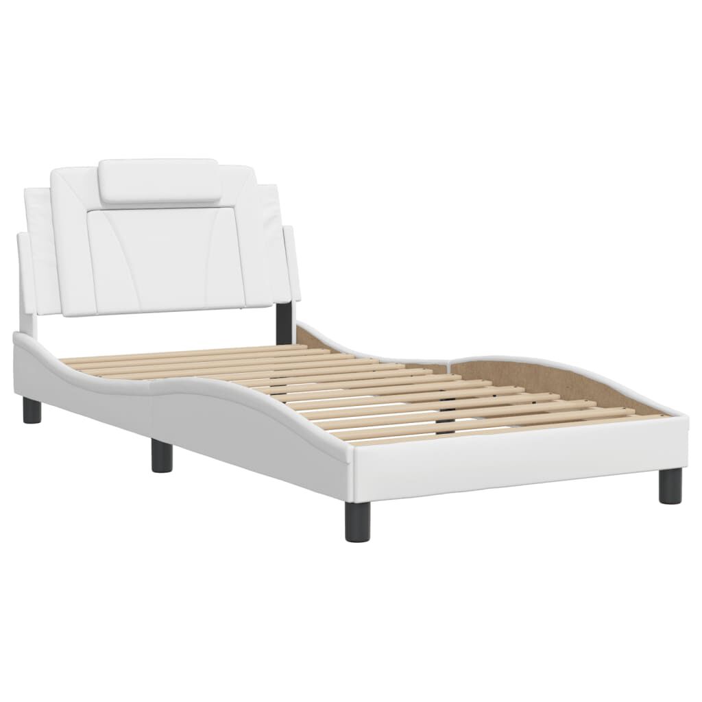 vidaXL Bed Frame with LED without Mattress White 100x190 cm