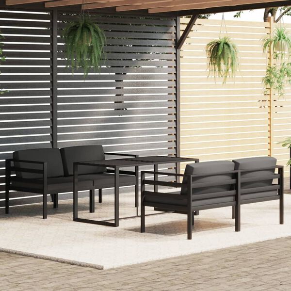 vidaXL 5 Piece Garden Lounge Set with Cushions Aluminium Anthracite