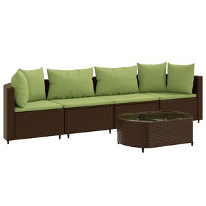vidaXL 5 Piece Garden Sofa Set with Cushions Brown Poly Rattan