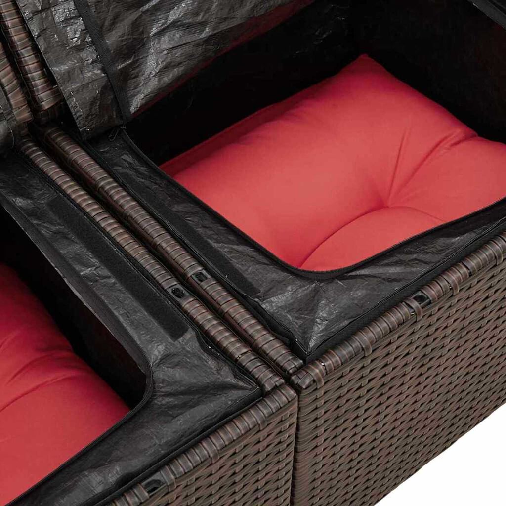 vidaXL Garden Sofa with Cushion Brown 141 x 62 x 69cm Poly Rattan