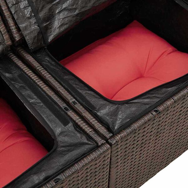 vidaXL Garden Sofa with Cushion Brown 141 x 62 x 69cm Poly Rattan