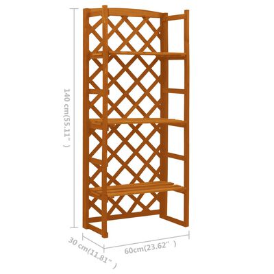 vidaXL Garden Trellis Planter with Shelves Orange 60x30x140 cm Solid Firwood