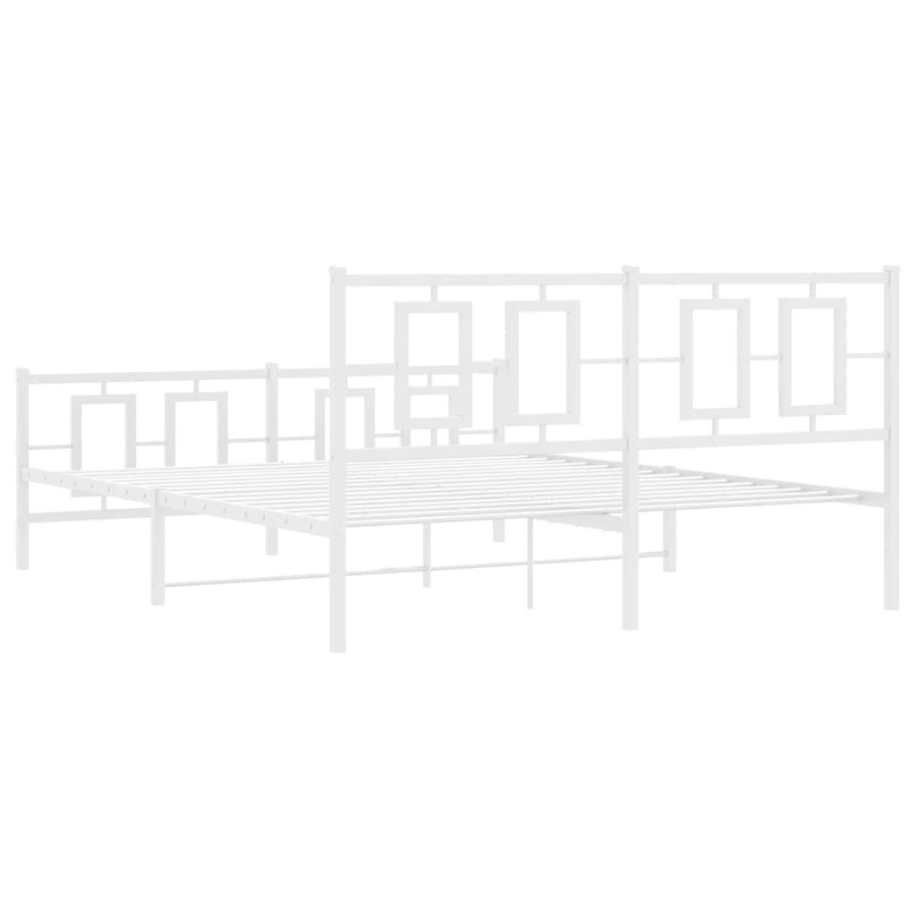 vidaXL Metal Bed Frame without Mattress with Footboard White 150x200cm