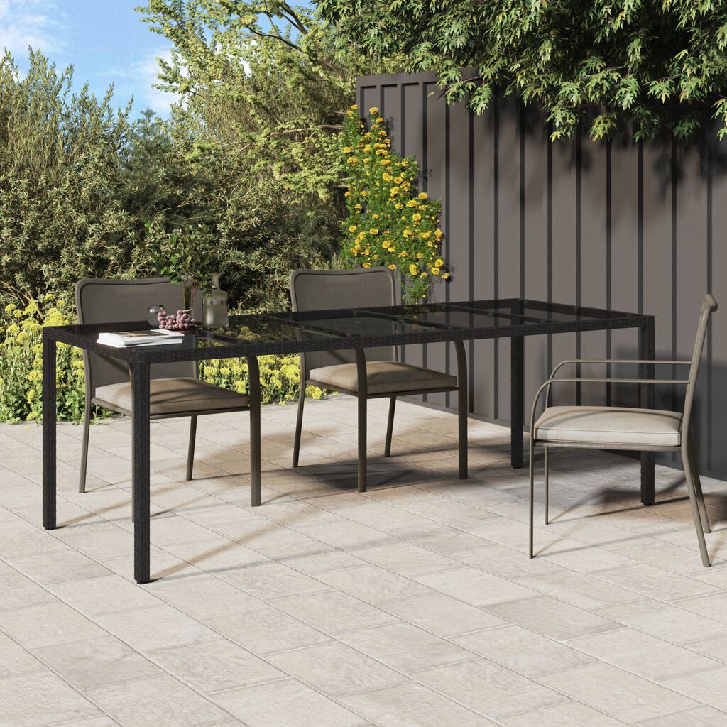 vidaXL Garden Dining Table Black 250x100x75 cm Poly Rattan