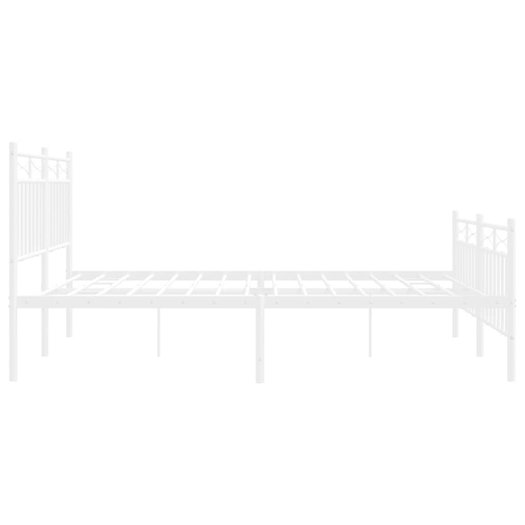 vidaXL Metal Bed Frame without Mattress with Footboard White 135x190cm