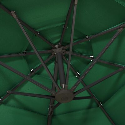 vidaXL 4-Tier Garden Parasol with Aluminium Pole Green 3x3 m