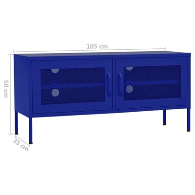 vidaXL TV Cabinet Navy Blue 105x35x50 cm Steel