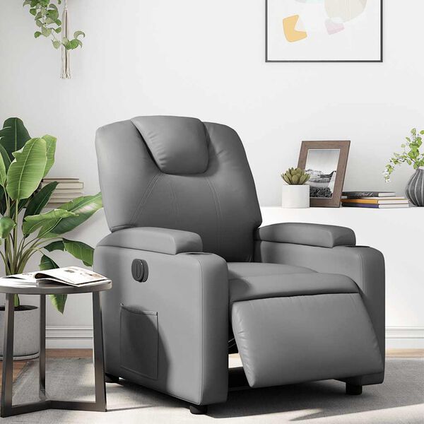 vidaXL Electric Recliner Chair Grey Faux Leather