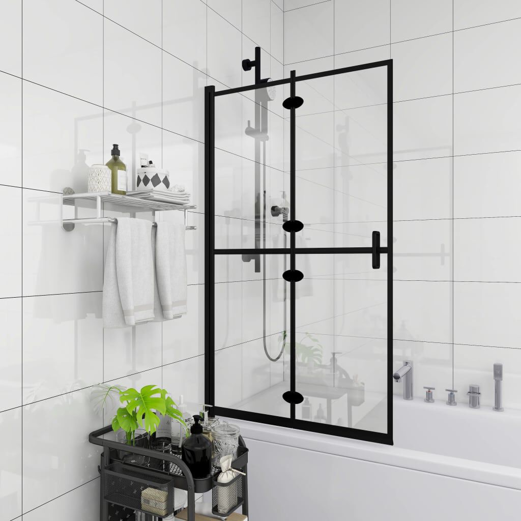 vidaXL Folding Shower Enclosure ESG 80x140 cm Black