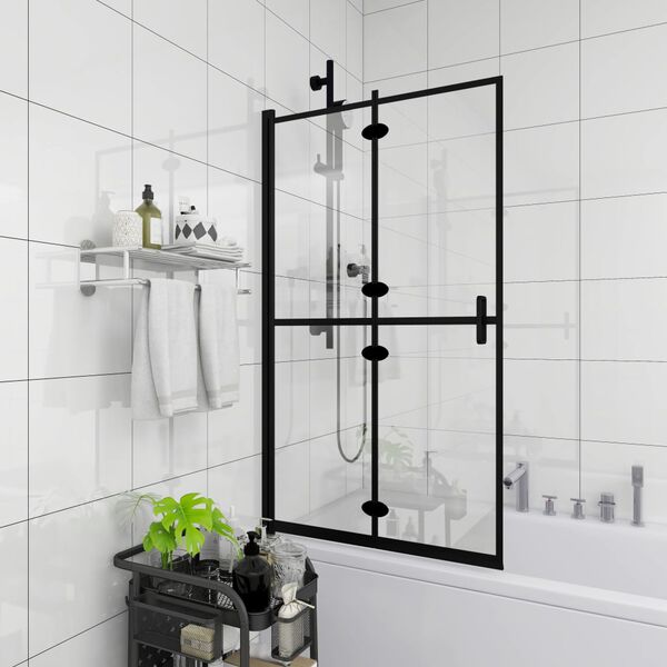 vidaXL Folding Shower Enclosure ESG 80x140 cm Black