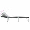 vidaXL Folding Sun Lounger with Canopy Steel and Fabric Black