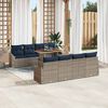 vidaXL Garden Sofa Set with Cushion Manual 9 pcs Grey and Navy